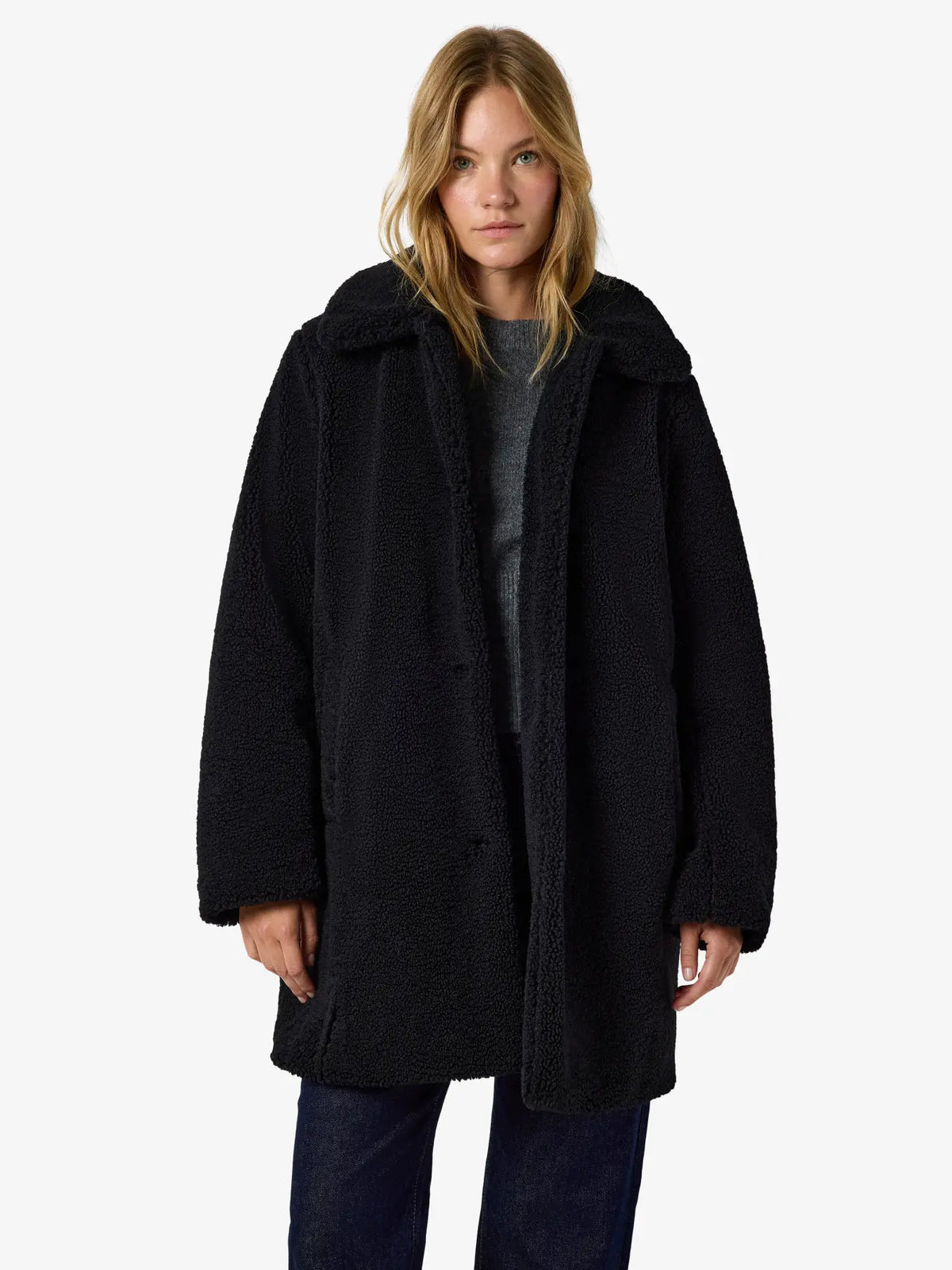 NM NATI TEDDY COAT | BIRCH & BLACK