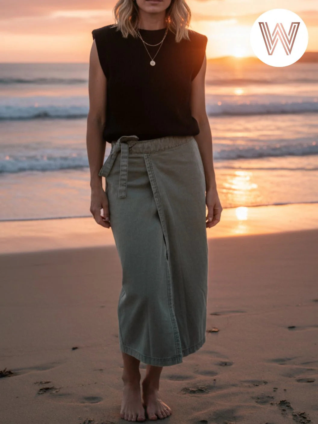 JADE DENIM WRAP SKIRT | WESLYNN