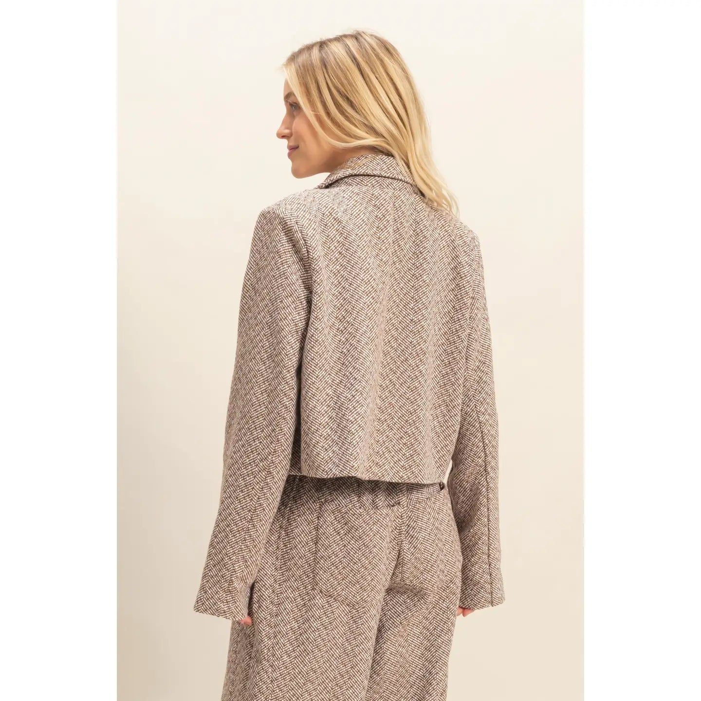 SPARKLY BOW HERRING BONE JACKET