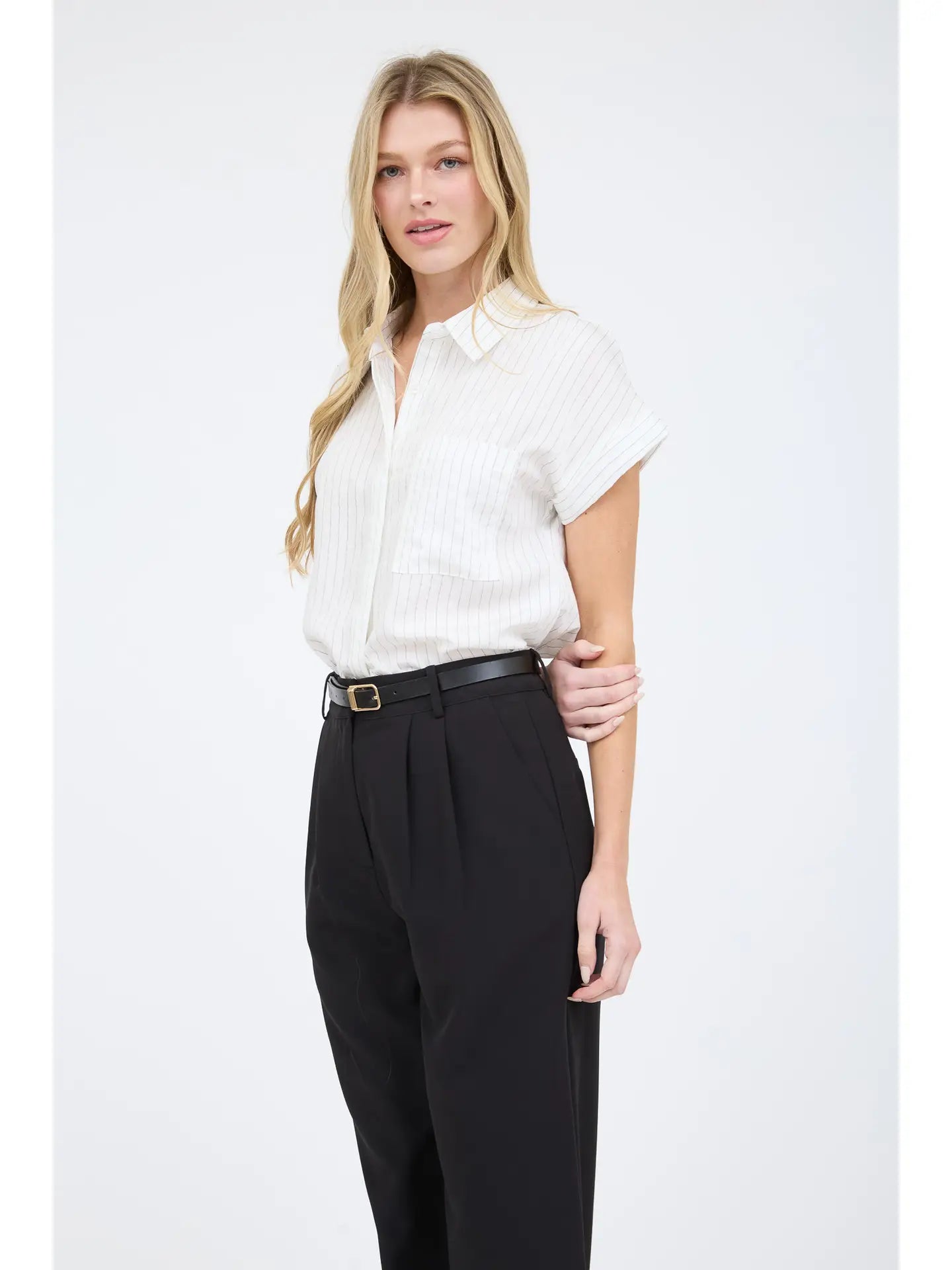 PINSTRIPE COLLARD SHIRT