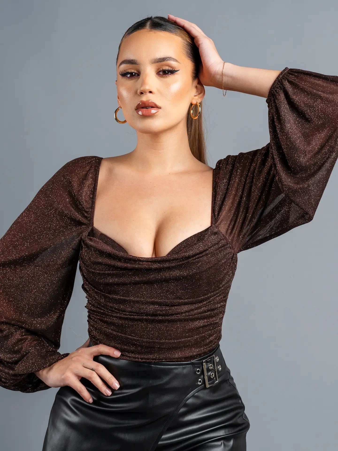 GLITTER SQUARE NECK BODYSUIT