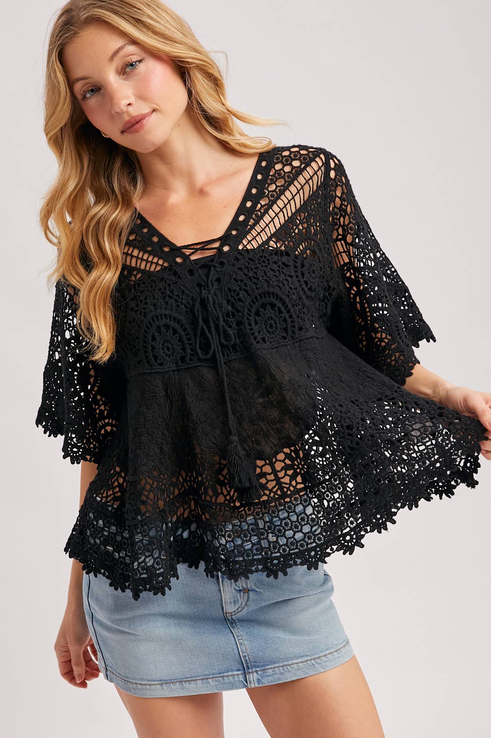BOHO SHEER CROCHET TOP