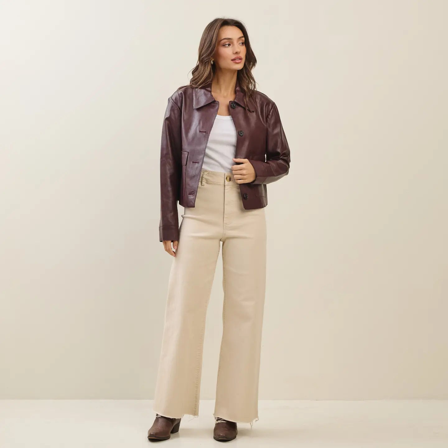 BURGUNDY LEATHER JACKET