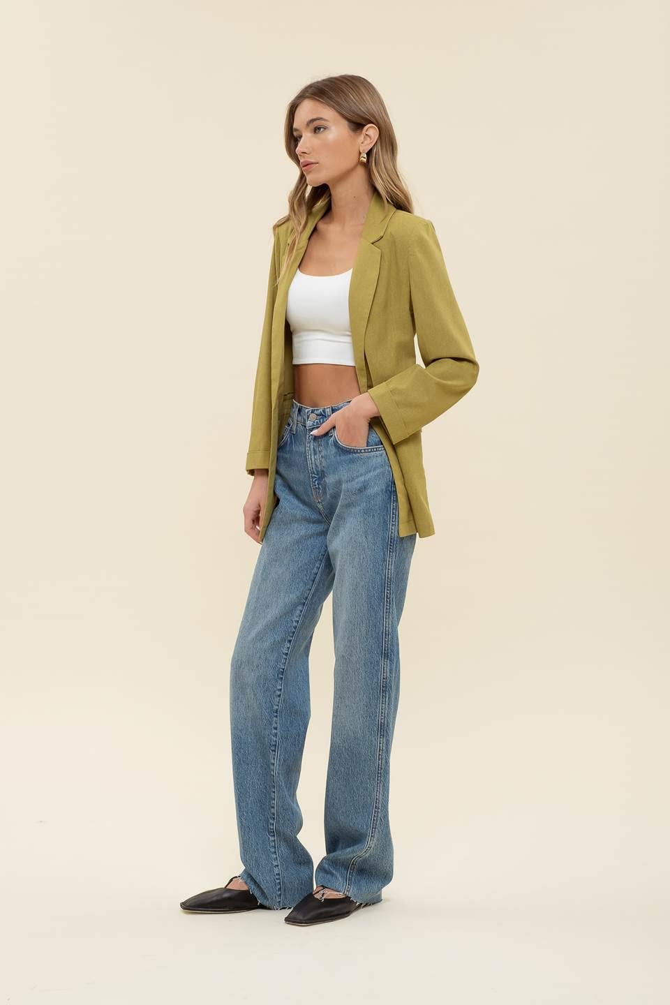 OATMEAL COLLARED BLAZER