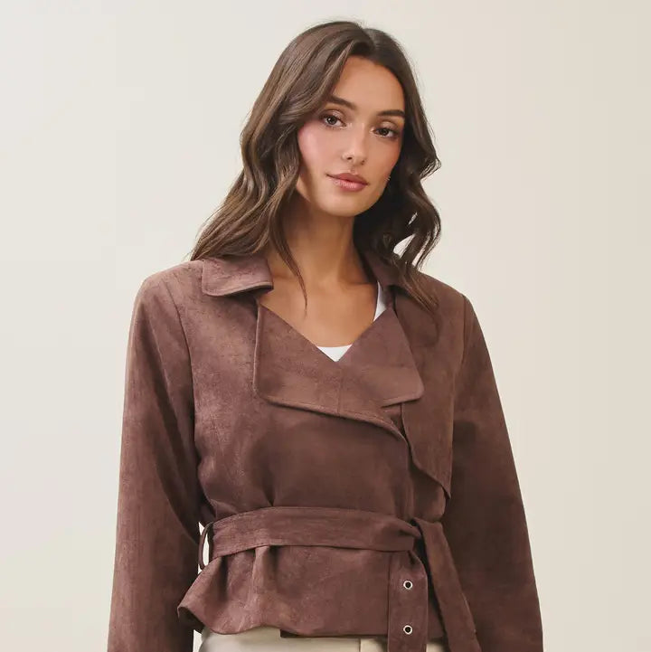 CHOCOLATE BROWN SUEDE JACKET