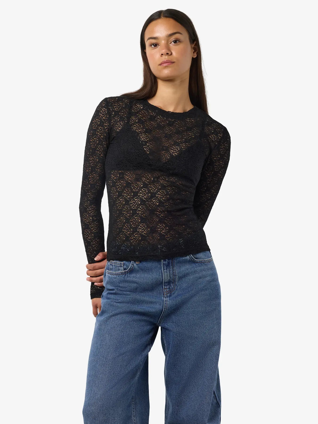 NM JUDITH LACE TOP | BLACK, WHITE & BROWN