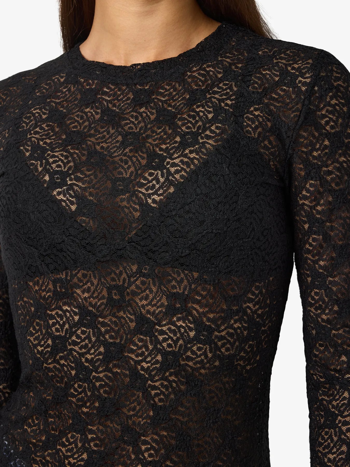 NM JUDITH LACE TOP | BLACK, WHITE & BROWN