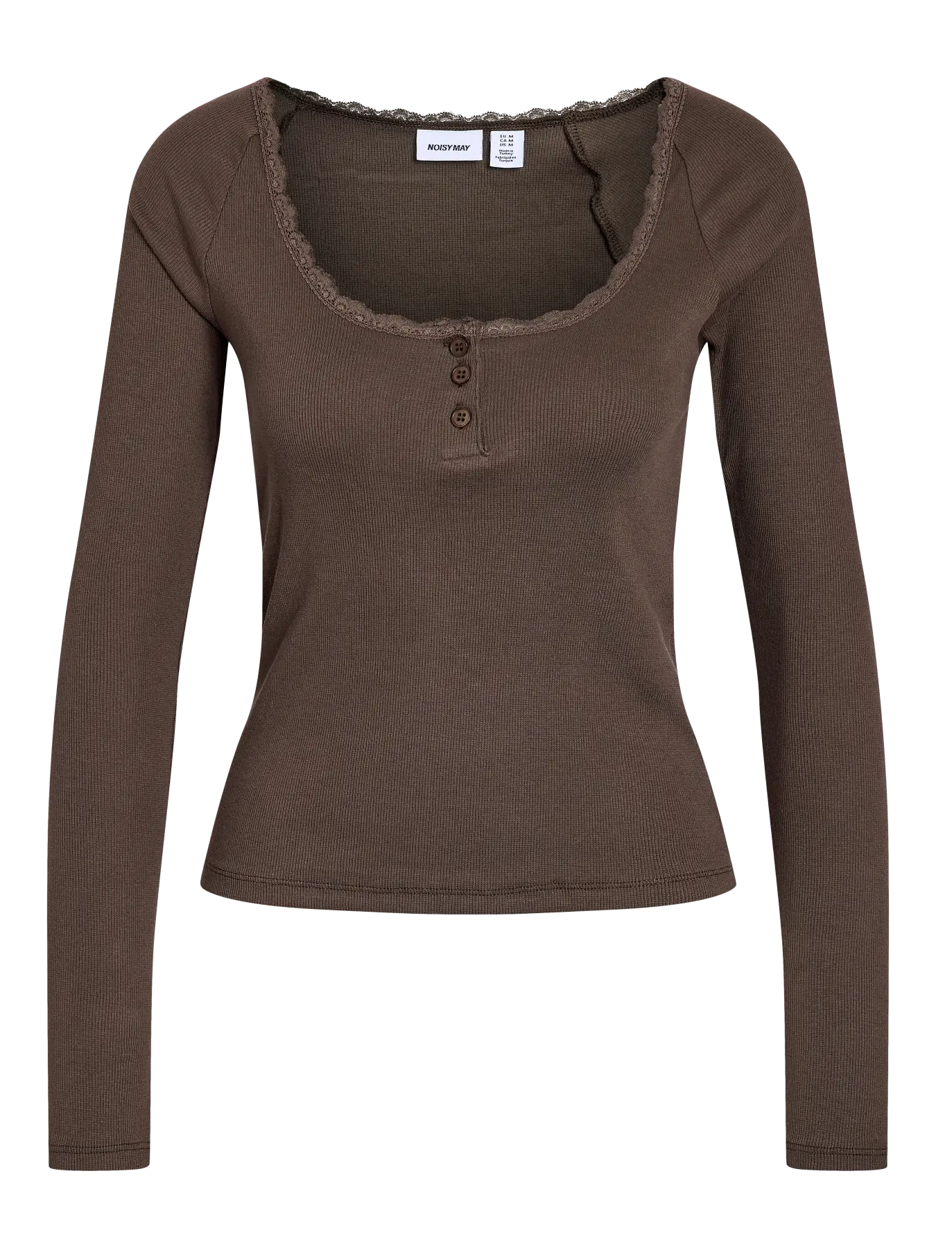 NM MAYA LACE HENLEY TOP | BLACK & BROWN