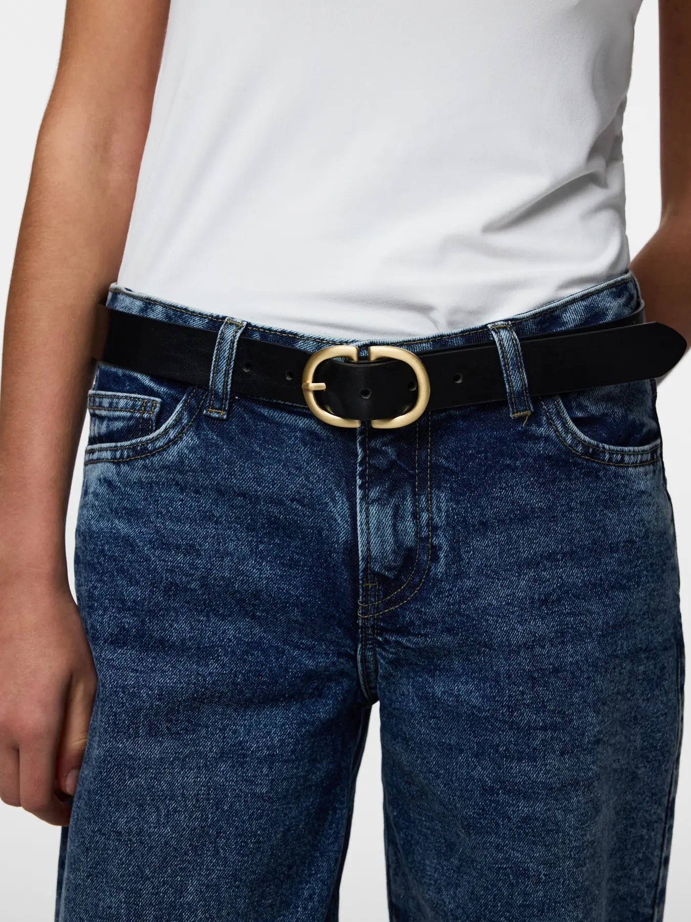 PIECES 100% LEATHER BELT | BLACK